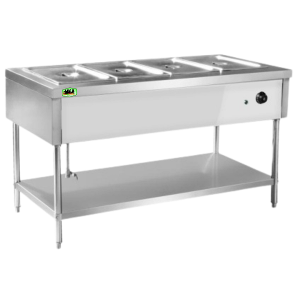 Bain Marie HKABMS-80 - Pemanas Makanan Profesional Stainless Steel 201/304 oleh CV. Hutama Karya Abadi Bain Marie HKABMS-80 CV. Hutama Karya Abadi, stainless steel 201/304, 1 rak solid, adjustable feet, termasuk 1/1 food pan dan thermostat untuk dapur profesional