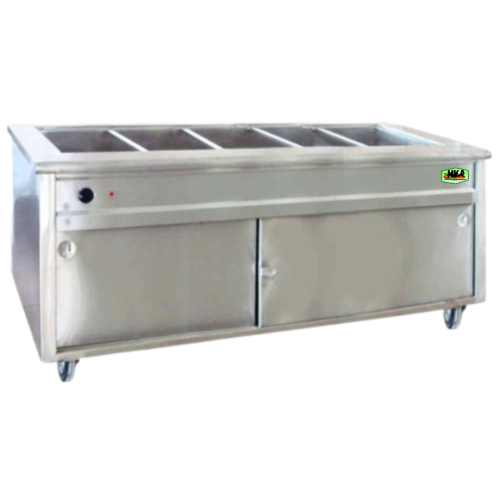 Bain Marie Cabinet HKABMC - Pemanas Makanan Profesional Stainless Steel 201/304 oleh CV. Hutama Karya Abadi Bain Marie Cabinet HKABMC CV. Hutama Karya Abadi, stainless steel 201/304, kabinet dengan roda, termasuk food pan S/S 201 dan thermostat untuk dapur profesional