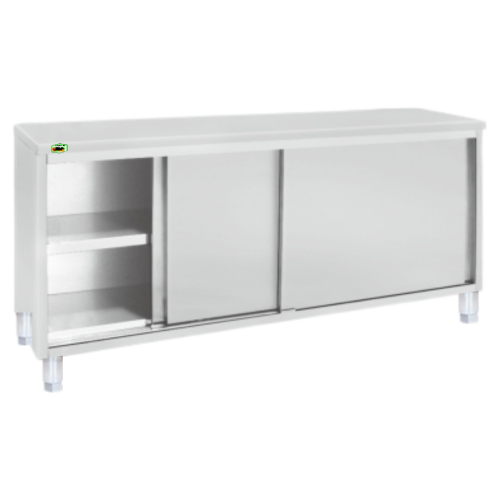 Cabinet Middle Shelf Sliding Door HKACSL-MSH - Stainless Steel Profesional oleh CV. Hutama Karya Abadi Cabinet Middle Shelf Sliding Door HKACSL-MSH CV. Hutama Karya Abadi, stainless steel 201/304, 1 rak tengah, adjustable feet, ideal untuk dapur profesional, restoran, hotel, catering