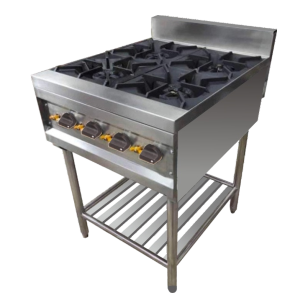 Gas Standing Open 4 Burner Under Grill Shelf Stainless Steel HKA HKAG-UGS-O-6B