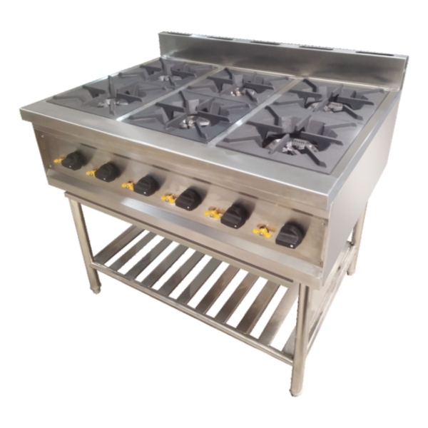 Gas Standing Open 6 Burner Under Grill Shelf Stainless Steel HKA HKAG-UGS-O-6B