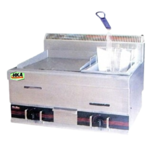 Portable Gas Deep Fryer dan Flat Griddle Stainless Steel HKA HKAG-FR-FG-60 HKAG-FR-FG-80