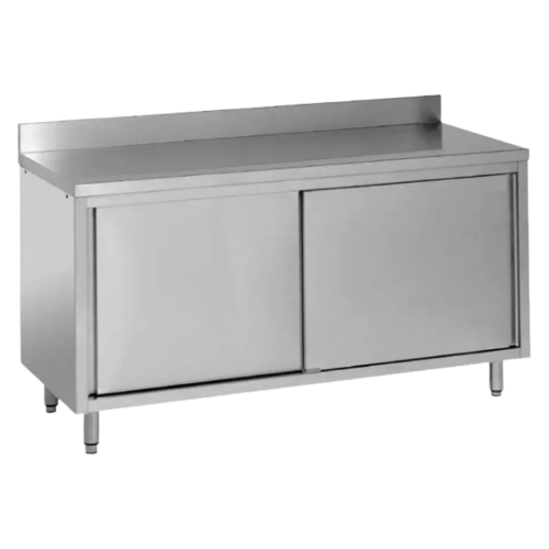 S_S Preparation Table with Cabinet HKACBS – Meja Persiapan Stainless Steel | CV Hutama Karya Abadi Preparation Table HKACBS CV Hutama Karya Abadi meja persiapan stainless steel dengan kabinet pintu ayun atau geser