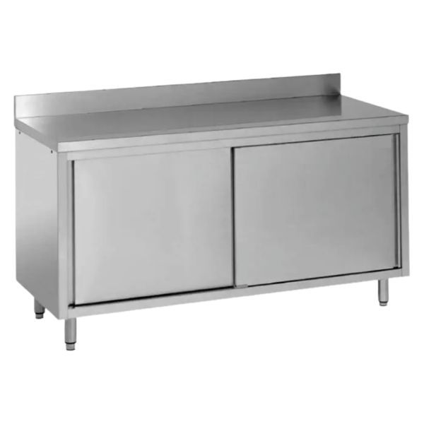 S_S Preparation Table with Cabinet HKACBS – Meja Persiapan Stainless Steel | CV Hutama Karya Abadi Preparation Table HKACBS CV Hutama Karya Abadi meja persiapan stainless steel dengan kabinet pintu ayun atau geser