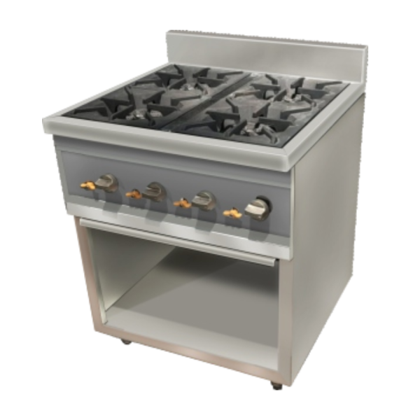 Stainless Steel Stove Open Cabinet – 4 Burner | Low/High Pressure | Restoran & Catering | HKAOC-S-4B-70 Stainless Steel Stove Open Cabinet – 4 Burner, Low/High Pressure, ideal restoran & catering | HKAOC-S-4B-70
