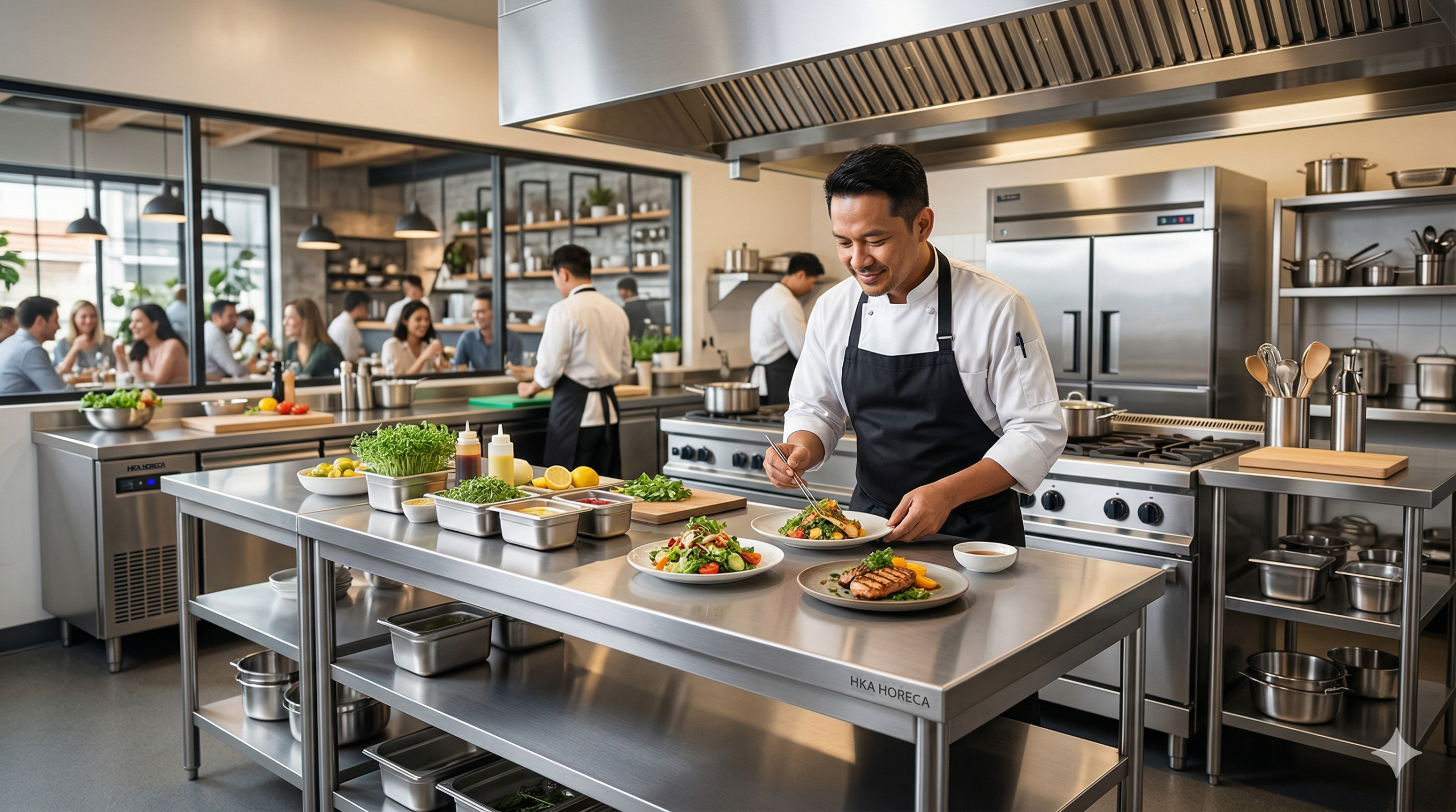 Standar dapur profesional stainless steel Grade 304 HKA Horeca untuk kesuksesan bisnis kuliner.